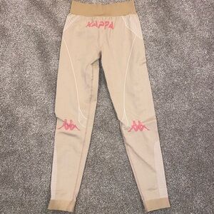 Kappa Beige Leggings with Pink Logo Accents